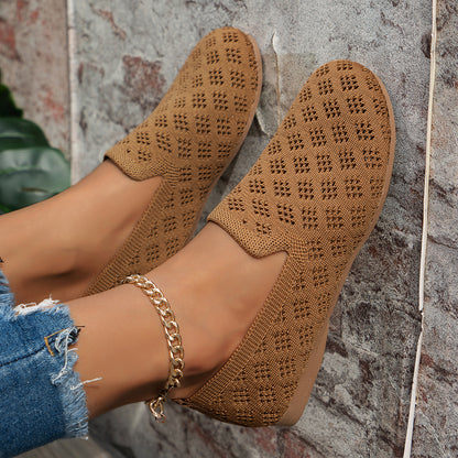 Women's Knitted Hollow Flat Shoes