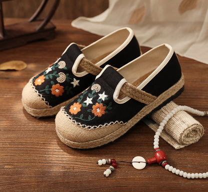 Women's Summer Linen Flats with Floral Embroidery – Breathable & Comfortable-✈️Buy 2 Free Shipping✈️