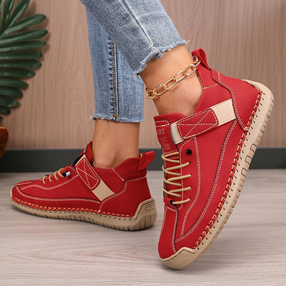 Women's Casual Solid Color Low-Top Sneakers, Outdoor Walking Shoes Suitable for Walking, Running, and Trekking