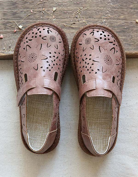 Women's Forest Style Hollow Petal Round Toe Retro Sandals