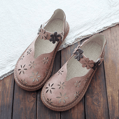 Women's Forest Style Hollow Petal Round Toe Retro Sandals