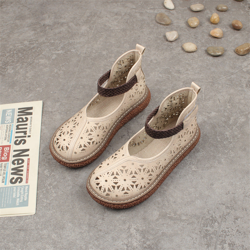 Women's Retro Hollow Round Toe High Top Sandals