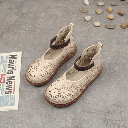 Women's Retro Hollow Round Toe High Top Sandals