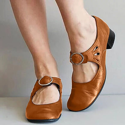 Women's Flats Plus Size Outdoor Daily Solid Color Chunky Heel Round Toe