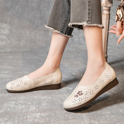 Summer Flat Non-slip Hollow Low-top Breathable Leather Sandals