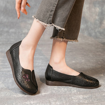 Summer Flat Non-slip Hollow Low-top Breathable Leather Sandals