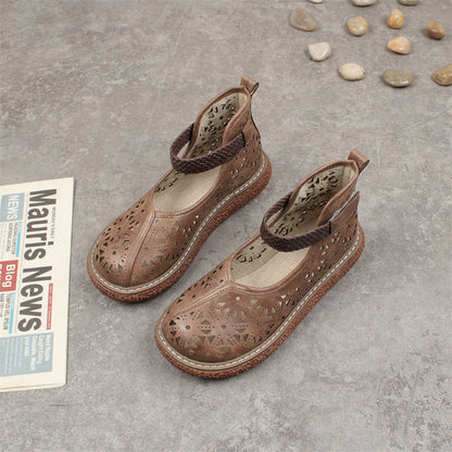 Women's Retro Hollow Round Toe High Top Sandals