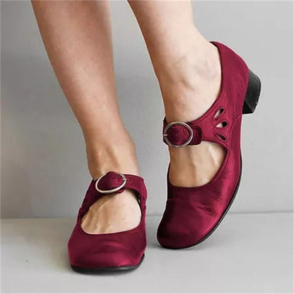 Women's Flats Plus Size Outdoor Daily Solid Color Chunky Heel Round Toe