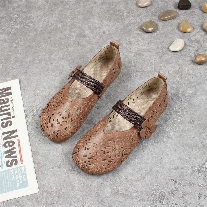 Women's Retro Flat Round Toe Strap Sandals