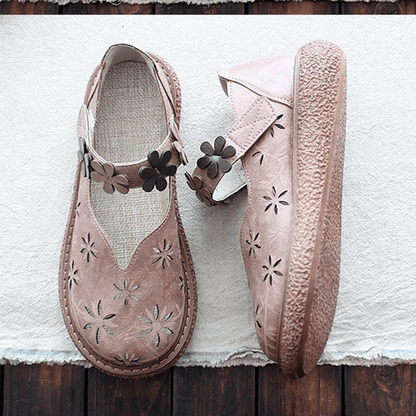 Women's Forest Style Hollow Petal Round Toe Retro Sandals