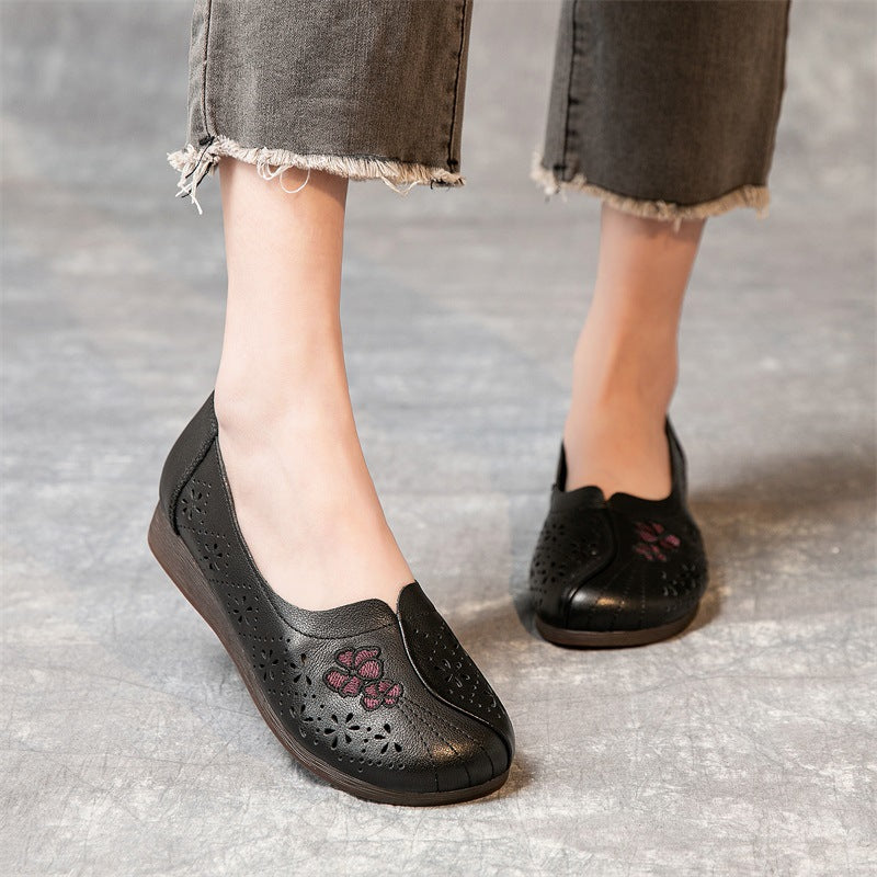 Summer Flat Non-slip Hollow Low-top Breathable Leather Sandals