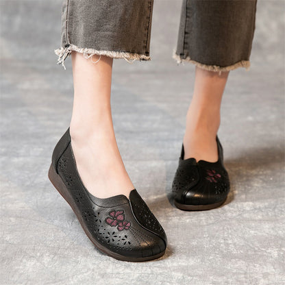 Summer Flat Non-slip Hollow Low-top Breathable Leather Sandals