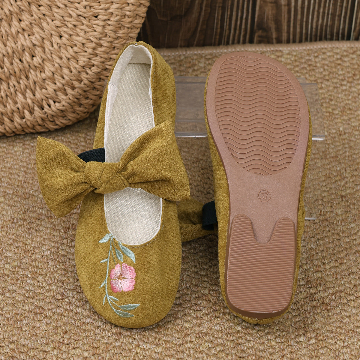 Women's Mary Jane Flats with Large Bow – Cute & Comfortable Everyday Shoes