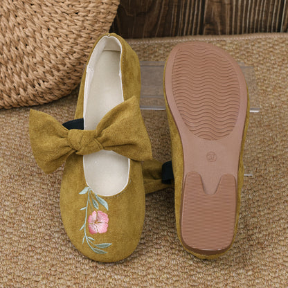 Women's Mary Jane Flats with Large Bow – Cute & Comfortable Everyday Shoes