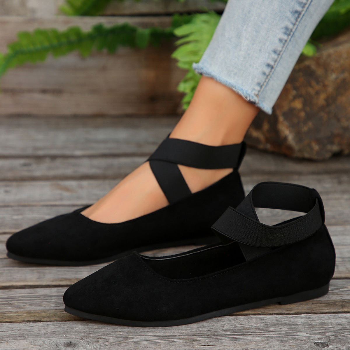 Women’s Elastic Cross Strap Moccasins – Comfortable Slip-On Casual Shoes