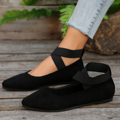 Women’s Elastic Cross Strap Moccasins – Comfortable Slip-On Casual Shoes