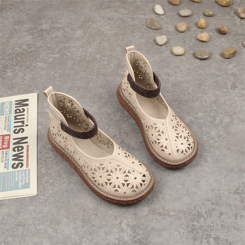Women's Retro Hollow Round Toe High Top Sandals