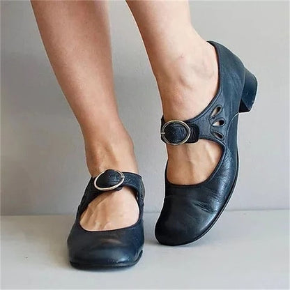 Women's Flats Plus Size Outdoor Daily Solid Color Chunky Heel Round Toe