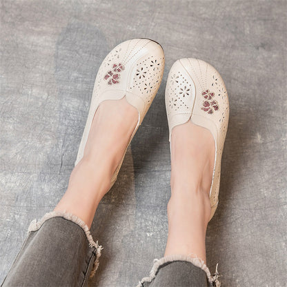 Summer Flat Non-slip Hollow Low-top Breathable Leather Sandals