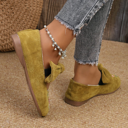 Women's Mary Jane Flats with Large Bow – Cute & Comfortable Everyday Shoes