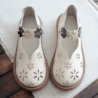 Women's Forest Style Hollow Petal Round Toe Retro Sandals