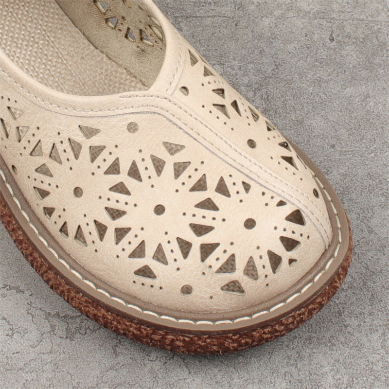 Women's Retro Hollow Round Toe High Top Sandals