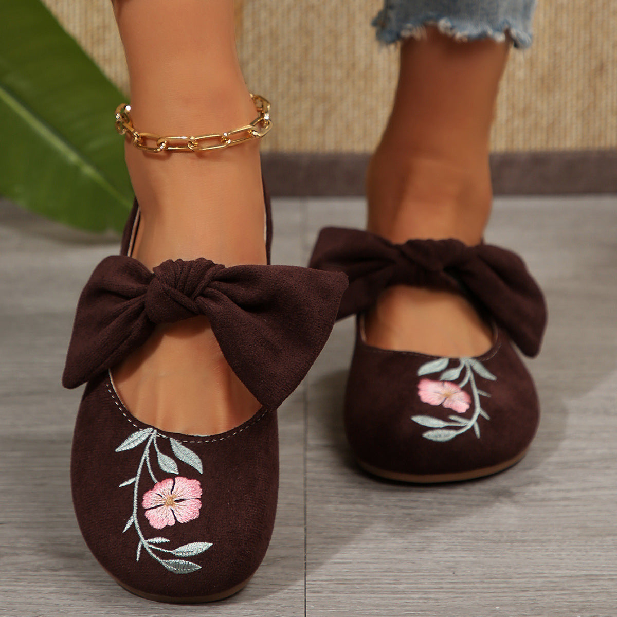 Women's Mary Jane Flats with Large Bow – Cute & Comfortable Everyday Shoes