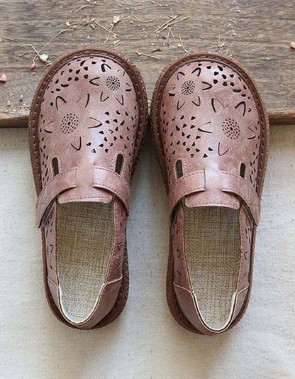 Women's Forest Style Hollow Petal Round Toe Retro Sandals