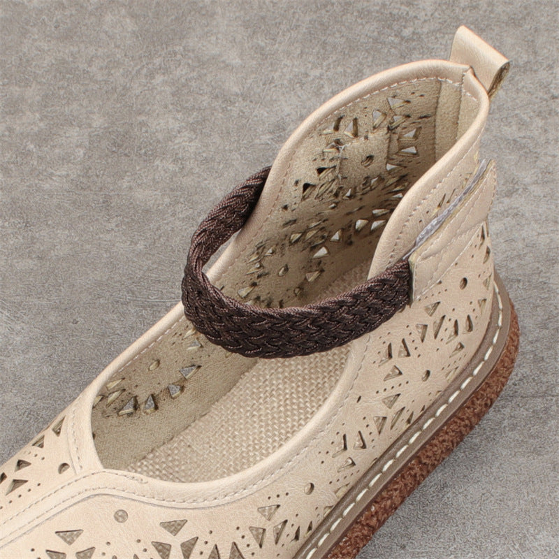 Women's Retro Hollow Round Toe High Top Sandals