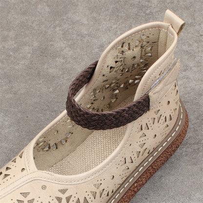 Women's Retro Hollow Round Toe High Top Sandals