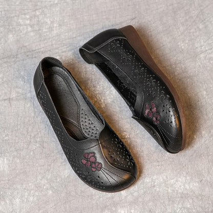 Summer Flat Non-slip Hollow Low-top Breathable Leather Sandals