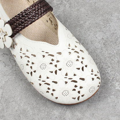Women's Retro Flat Round Toe Strap Sandals