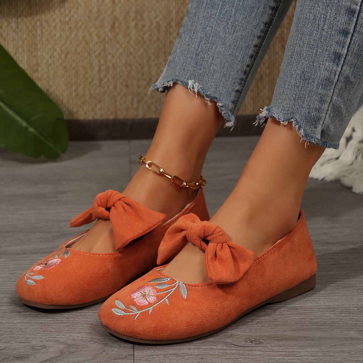 Women's Mary Jane Flats with Large Bow – Cute & Comfortable Everyday Shoes