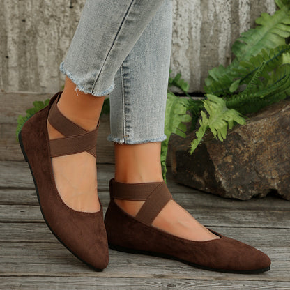 Women’s Elastic Cross Strap Moccasins – Comfortable Slip-On Casual Shoes