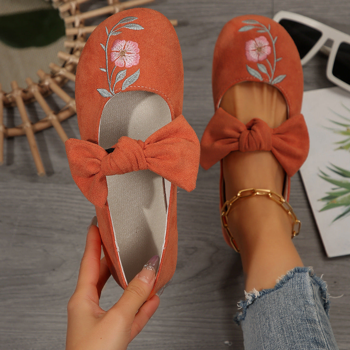 Women's Mary Jane Flats with Large Bow – Cute & Comfortable Everyday Shoes