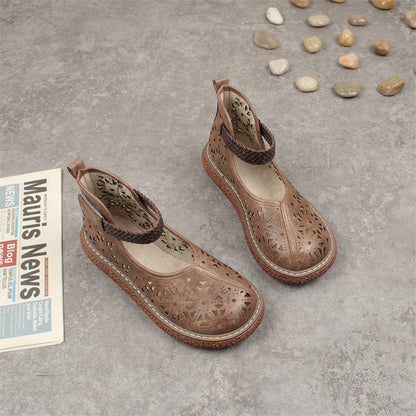 Women's Retro Hollow Round Toe High Top Sandals