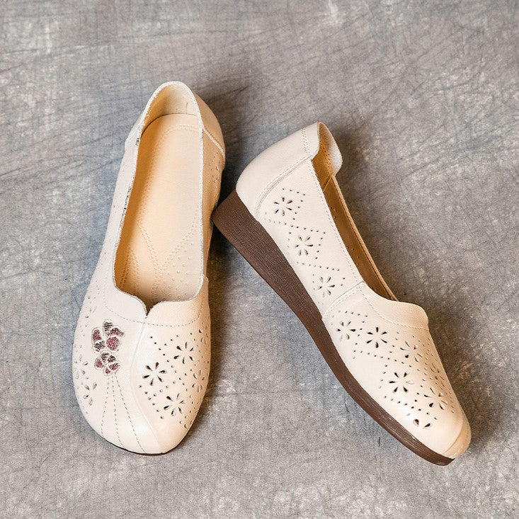 Summer Flat Non-slip Hollow Low-top Breathable Leather Sandals