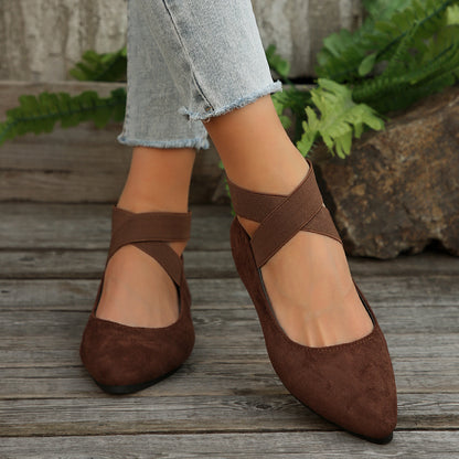Women’s Elastic Cross Strap Moccasins – Comfortable Slip-On Casual Shoes