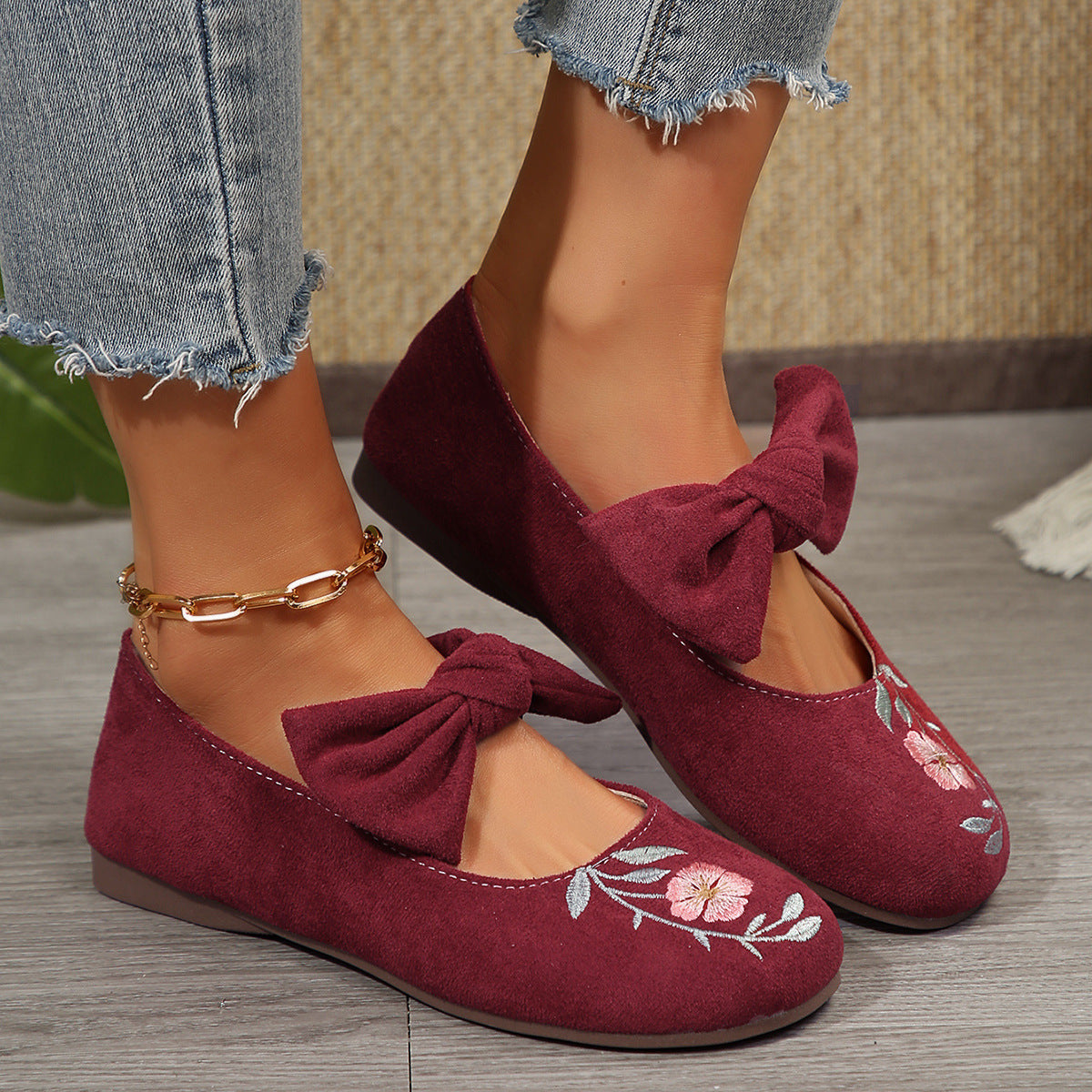 Women's Mary Jane Flats with Large Bow – Cute & Comfortable Everyday Shoes