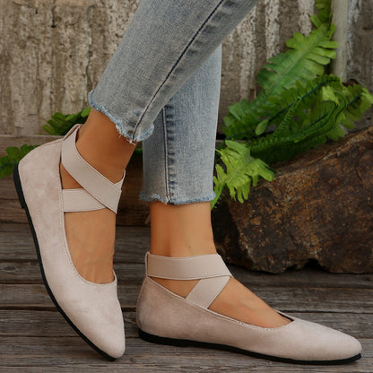 Women’s Elastic Cross Strap Moccasins – Comfortable Slip-On Casual Shoes