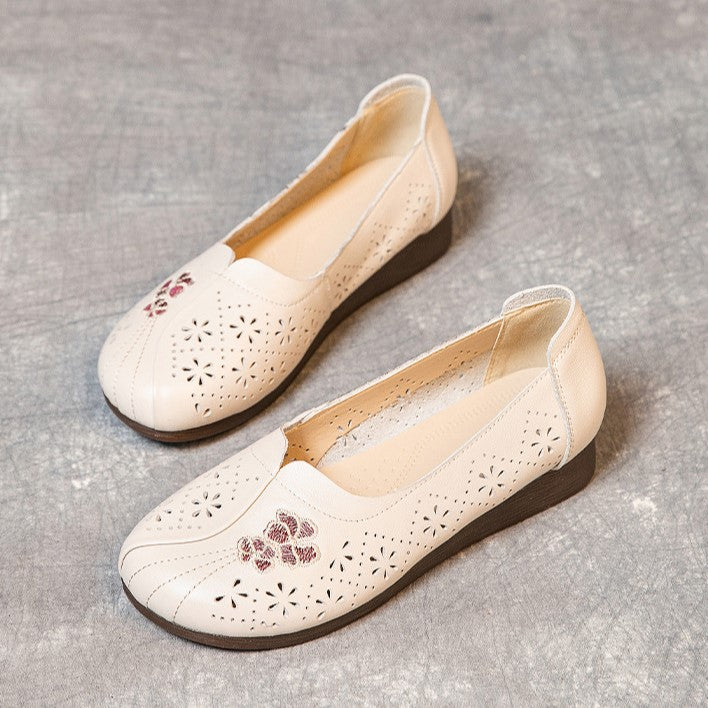 Summer Flat Non-slip Hollow Low-top Breathable Leather Sandals