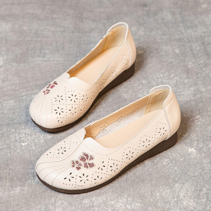 Summer Flat Non-slip Hollow Low-top Breathable Leather Sandals