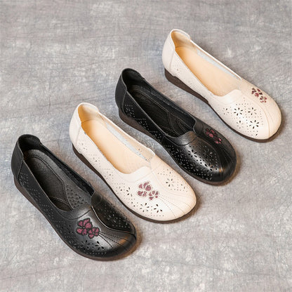 Summer Flat Non-slip Hollow Low-top Breathable Leather Sandals