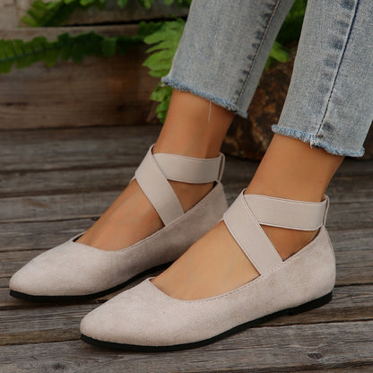 Women’s Elastic Cross Strap Moccasins – Comfortable Slip-On Casual Shoes