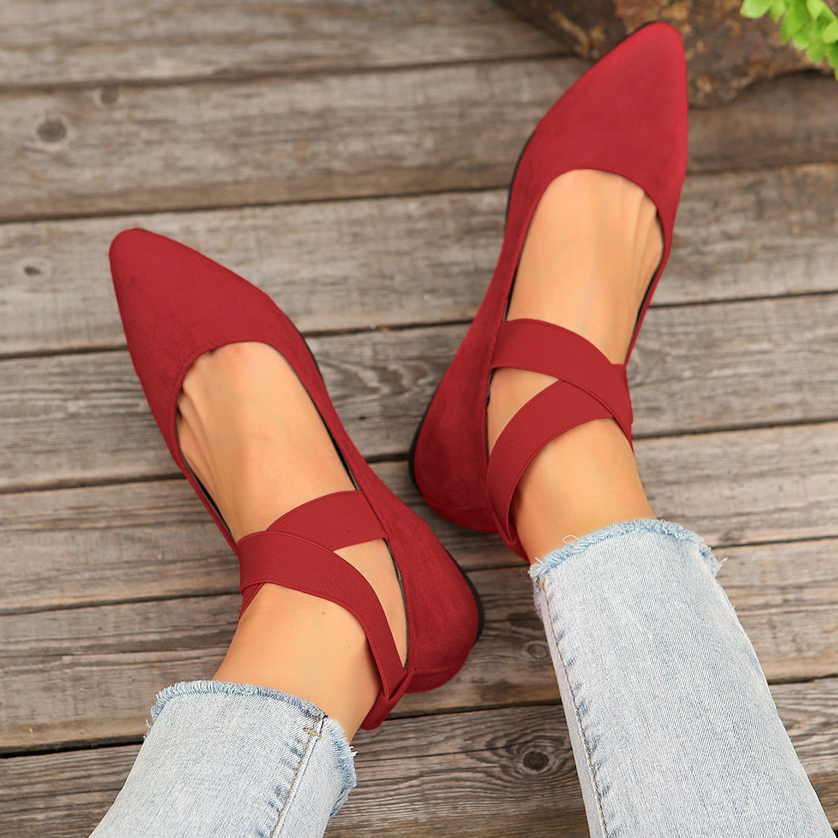 Women’s Elastic Cross Strap Moccasins – Comfortable Slip-On Casual Shoes