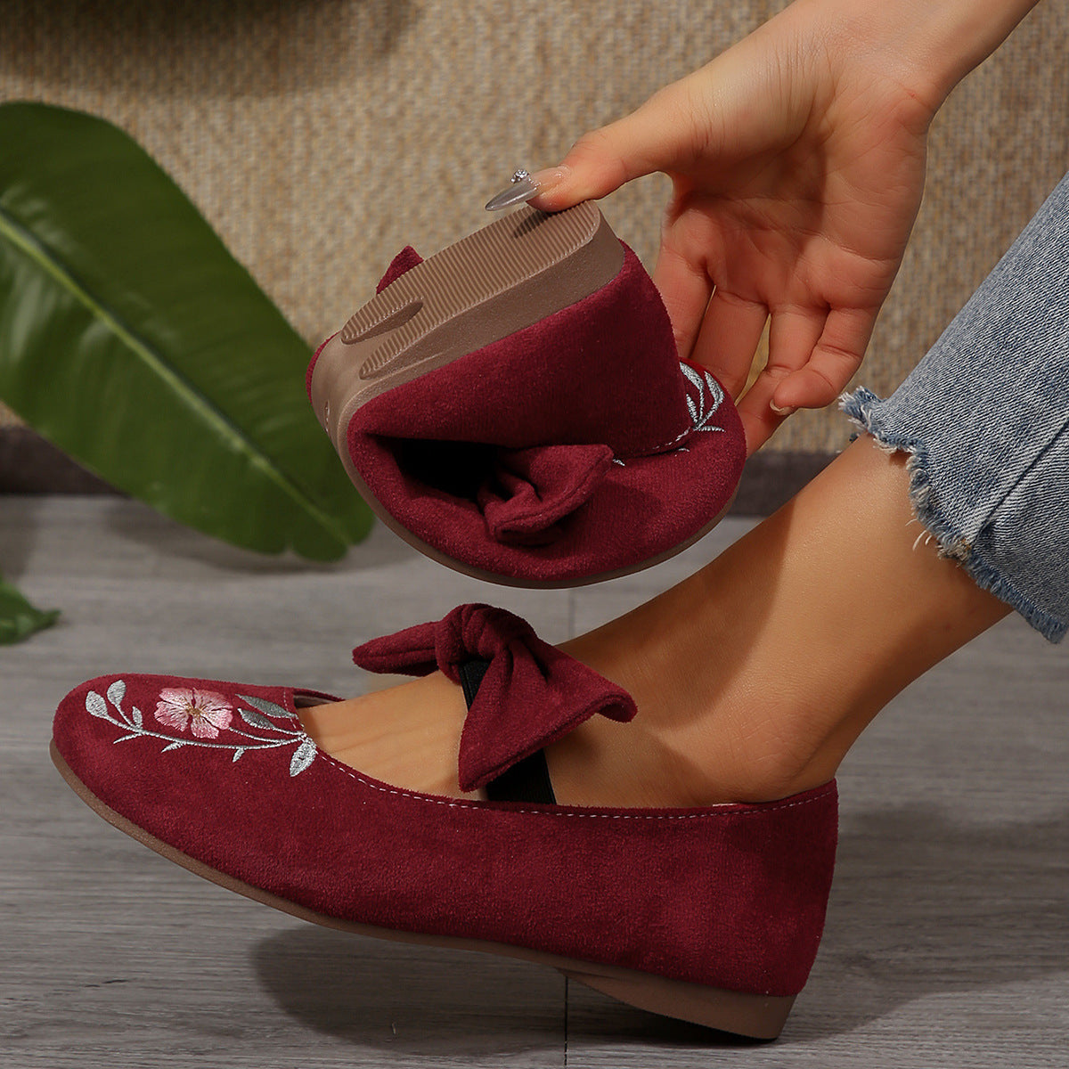 Women's Mary Jane Flats with Large Bow – Cute & Comfortable Everyday Shoes