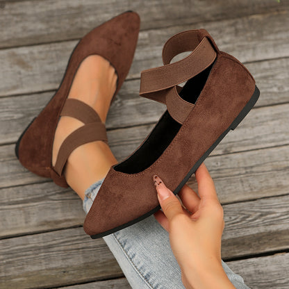 Women’s Elastic Cross Strap Moccasins – Comfortable Slip-On Casual Shoes