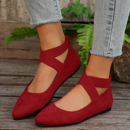 Women’s Elastic Cross Strap Moccasins – Comfortable Slip-On Casual Shoes