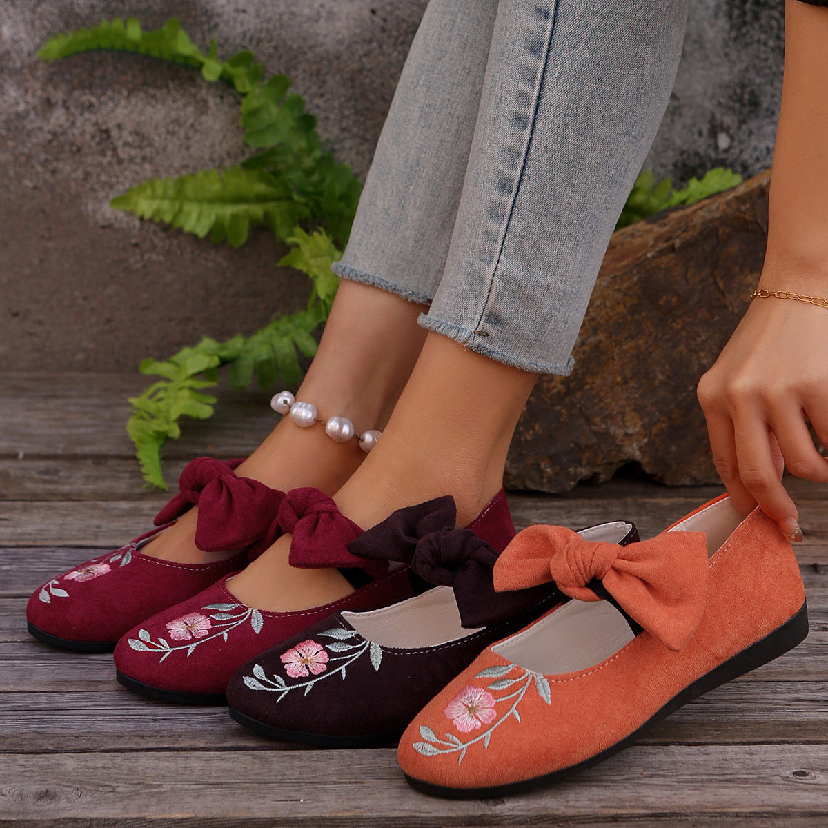 Women's Mary Jane Flats with Large Bow – Cute & Comfortable Everyday Shoes