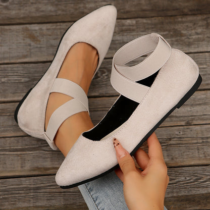 Women’s Elastic Cross Strap Moccasins – Comfortable Slip-On Casual Shoes
